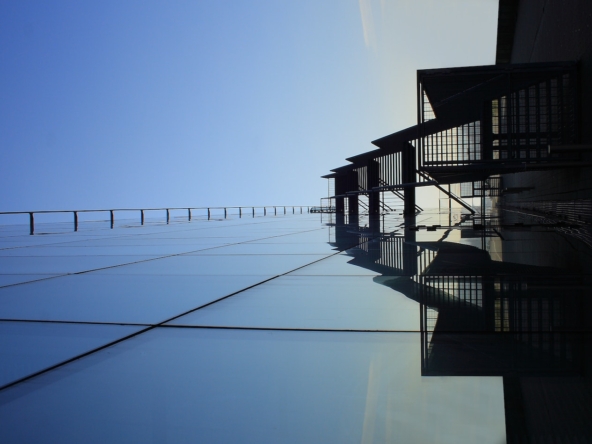 Picture of prefabricated beach houses in the shadow of dawn