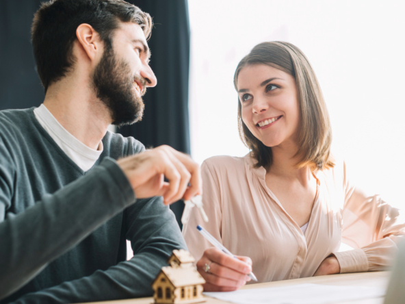 A couple discussing a home loan